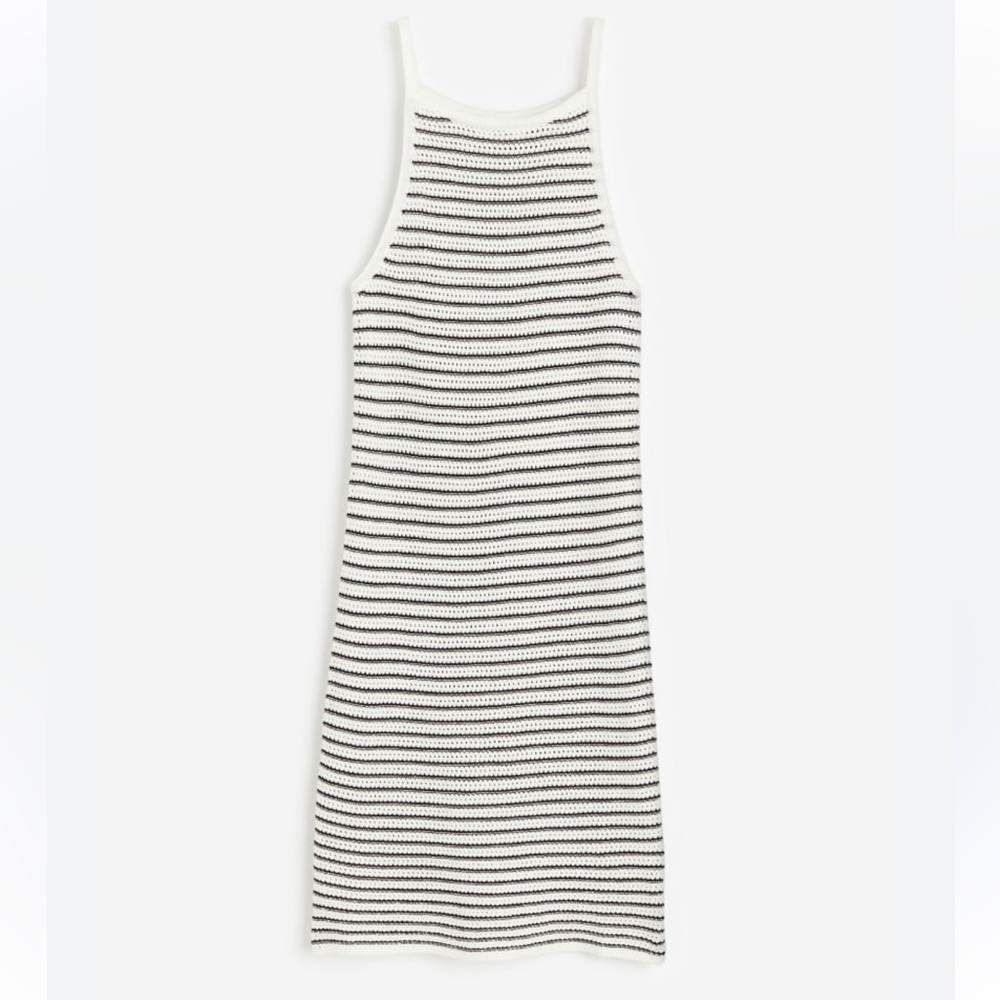 H&M Crochet Look Striped Dress Square Neckline Juniors Size 20